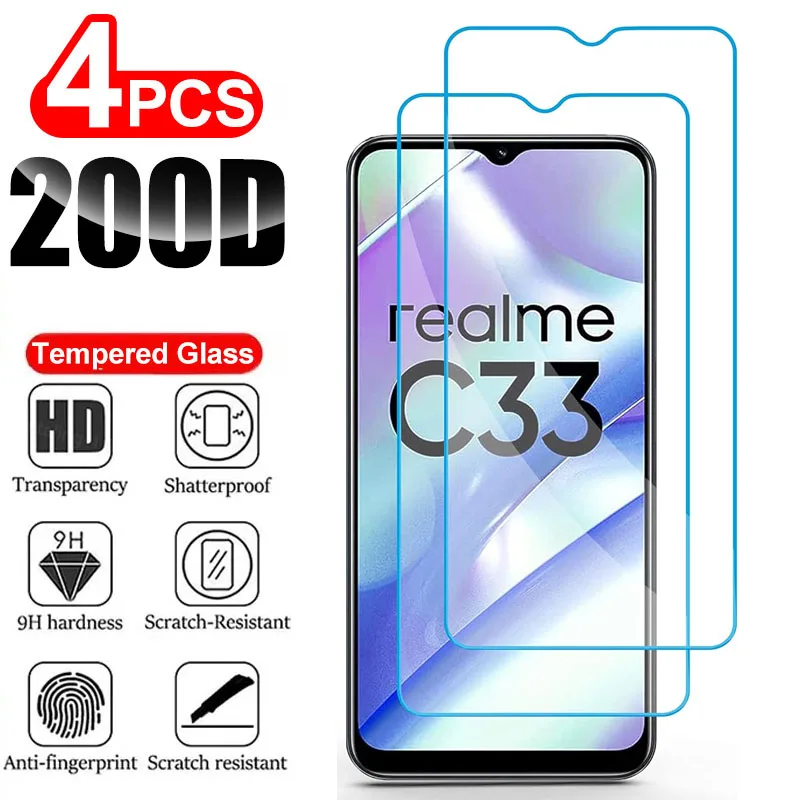 

4Pcs HD Full Cover Tempered Glass For Realme C33 C35 C11 2021 C25Y C21Y C21 C25Y C30S C20A C25S Screen Protector Protective Glas