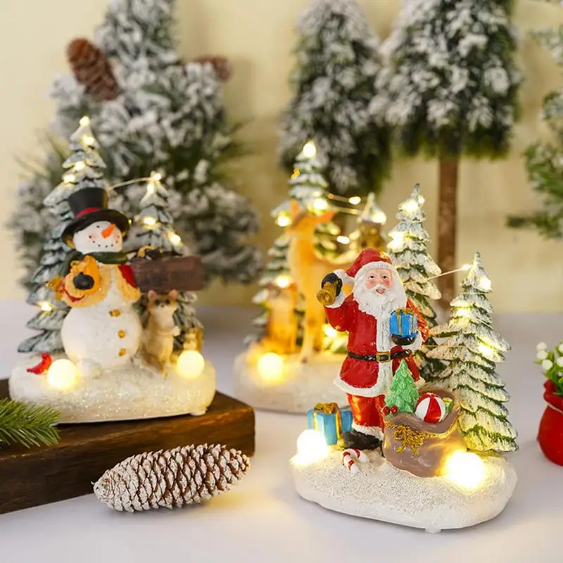 

Рождественский светящийся музыкальный декор, Рождественский стол из смолы, демонстрационные фигурки, настольные аксессуары, Декор, рождес...