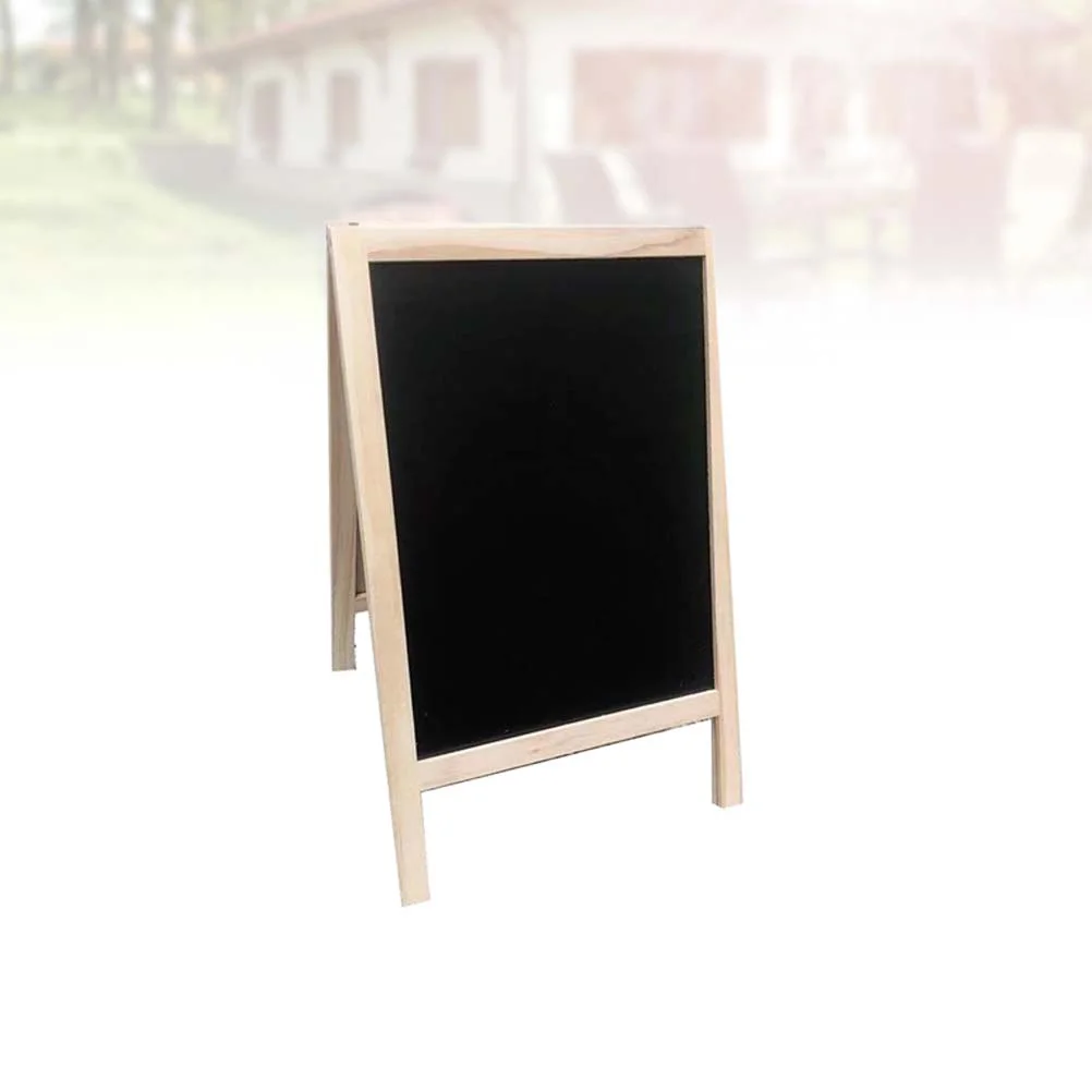 

Wooden Framed Blackboard Rectangular Double- sided Standing Blackboard Sign Magnetic Log Chain Chalkboard Blackboard for Place