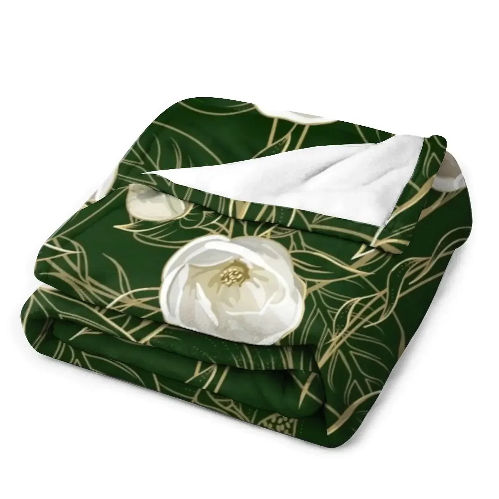 Современный узор южной магнолии на темно-зеленом одеяле модные диваны тяжелые