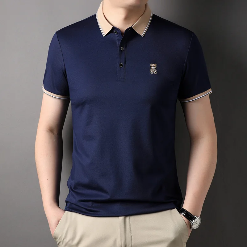 

High Quality Golf Polo T-shirts for Men Clothing Tops Bear Logo Camisetas Masculina Ropa Playeras Hombre 2023 Short Sleeve Tees