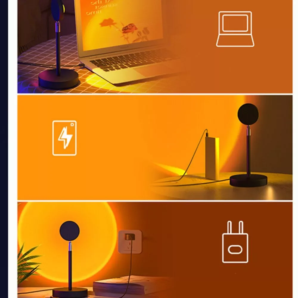 

Sunset Lamp APP Control 16 Colors RGB LED Projection Light Mood Night Light Room Decor Bar Atmosphere Photography Background LED
