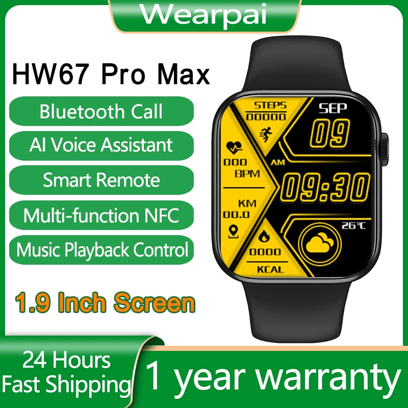 

2Pcs HW67 Pro MAX Smartwatch Men Smart Watch With NFC Women Bluetooth Call pk Y68 Plus HW22 IWO 14 W46 for xiaomi huawei phone