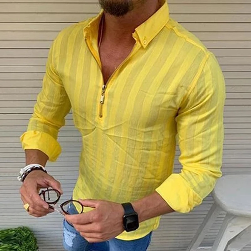 

New Fashion Mens Luxury Stylish Autumn Casual Dress Shirts Slim Fit Long Sleeve Shirt Black White Yellow Red t-shirt