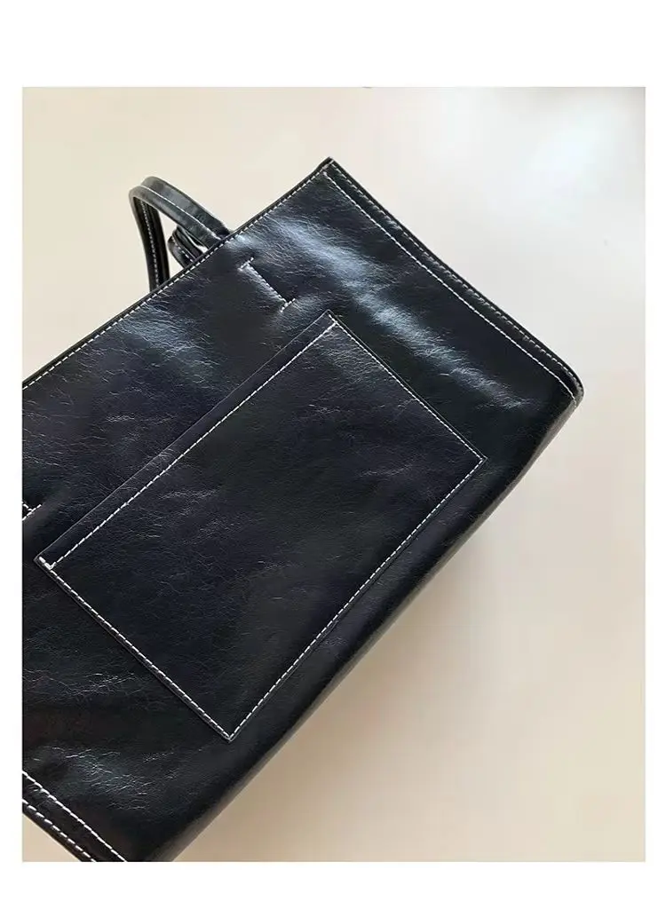 

Fashion Trend Lady Commute Tote Bag High Quality Large Capacity Shoulder Bag Women Design Sewing Thread All-matching Daily Bag