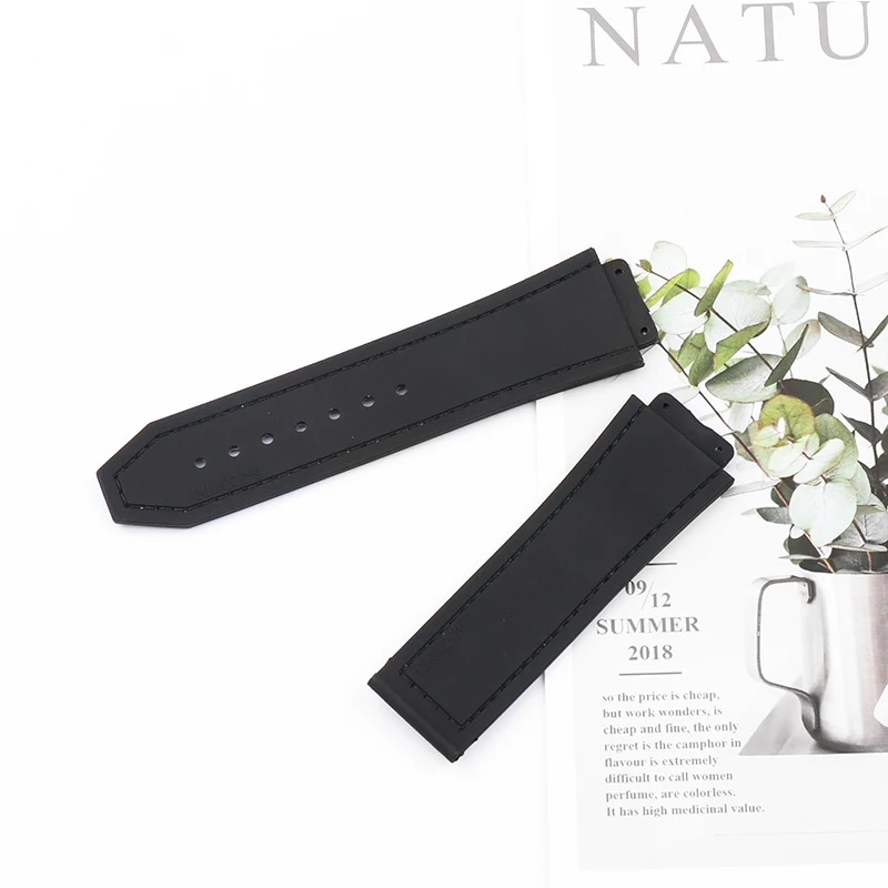 Watch Accessories Frosted leather strap for HUBLOT Hublot Abrasive leather surface silicone base 25x19mm Unisex watch band