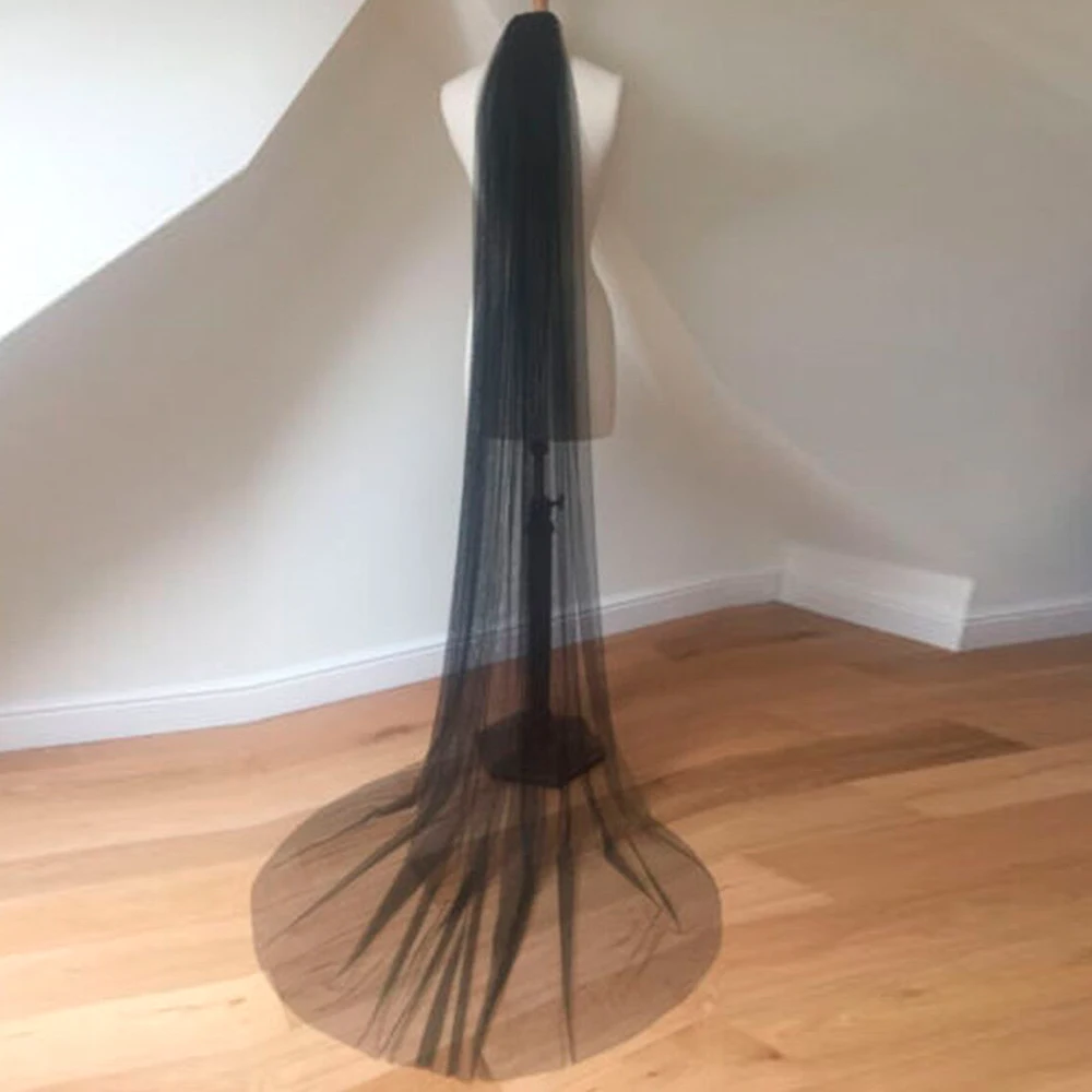 Wedding Bridesmaid Veil Chapel Length Bridal Cut Edge 2 Layer Bride In Black White Ivory | Veils