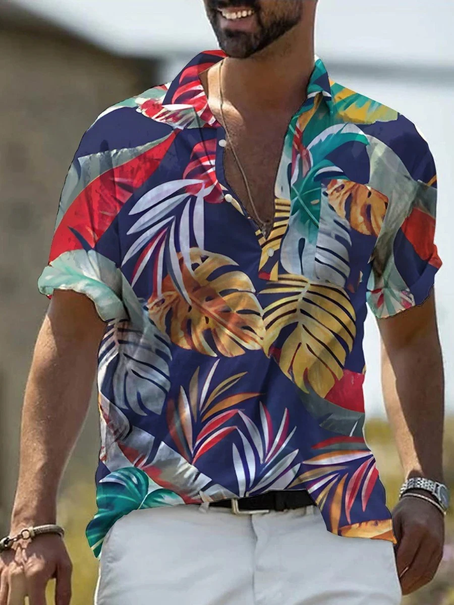 

Men's Hawaiian Tropical Plant Holiday Casual Shirt