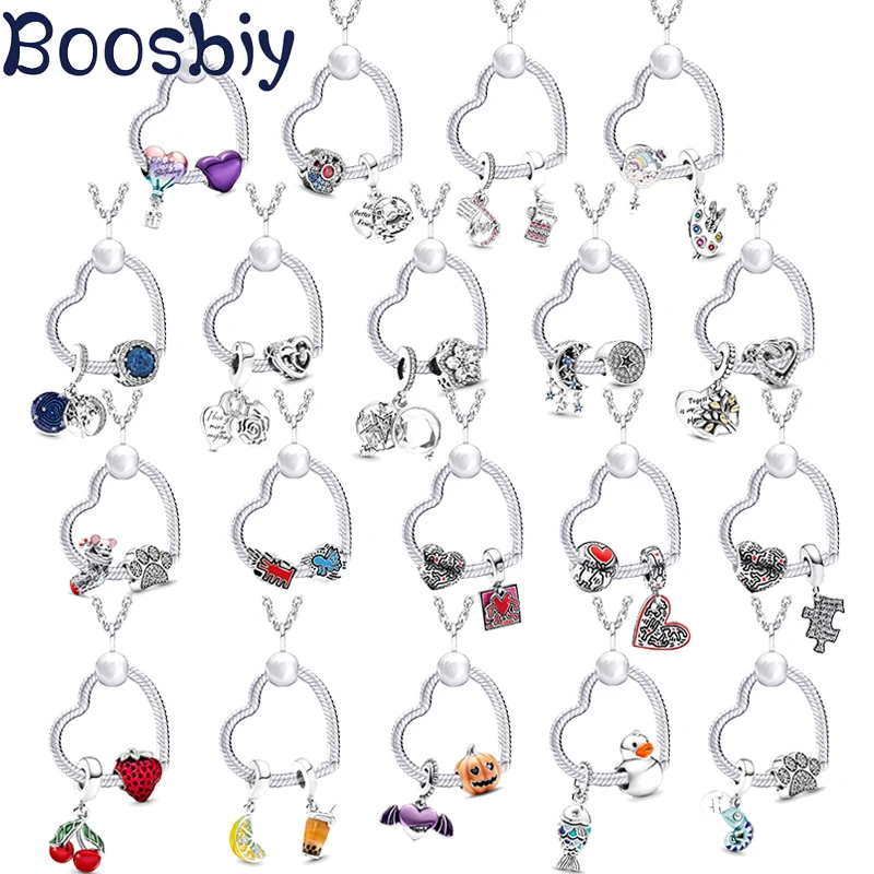 

Boosbiy Summer Heart Love Star Charm Beads Pendant Necklace For Women Friend Nice Jewelry Birthday Gift Silver Plated New Design