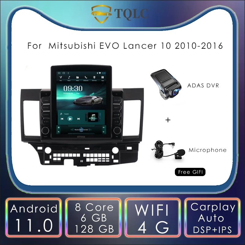 DSP 4G Android Автомагнитола в стиле Тесла вертикальная для Mitsubishi EVO Lancer 10 2010-2016 9 7