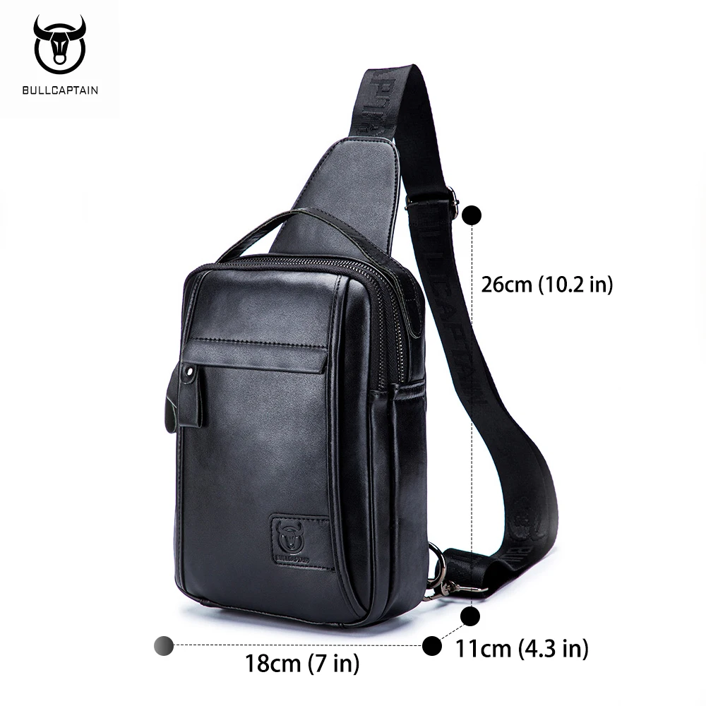 BULLCAPTAIN Leisure Sports Men's Leather Bag Headlayer Cowhide Large Capacity Multi Functional Convenient Crossbody Bag