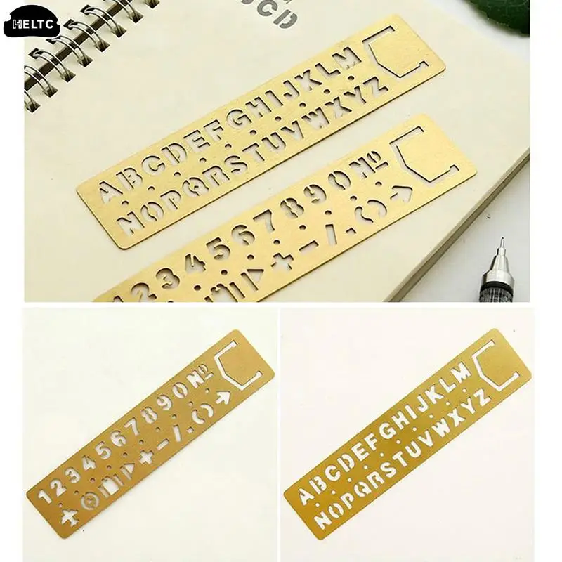 

1PC Multifunctional Metal Hollow Straight Ruler Number Letter Pattern Bookmark Kawaii Stationery Drawing Template Measuring Tool
