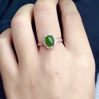 elegant 925 silver jade ring for party 7mm9mm 100 natural green jade silver ring sterling silver jade jewelry