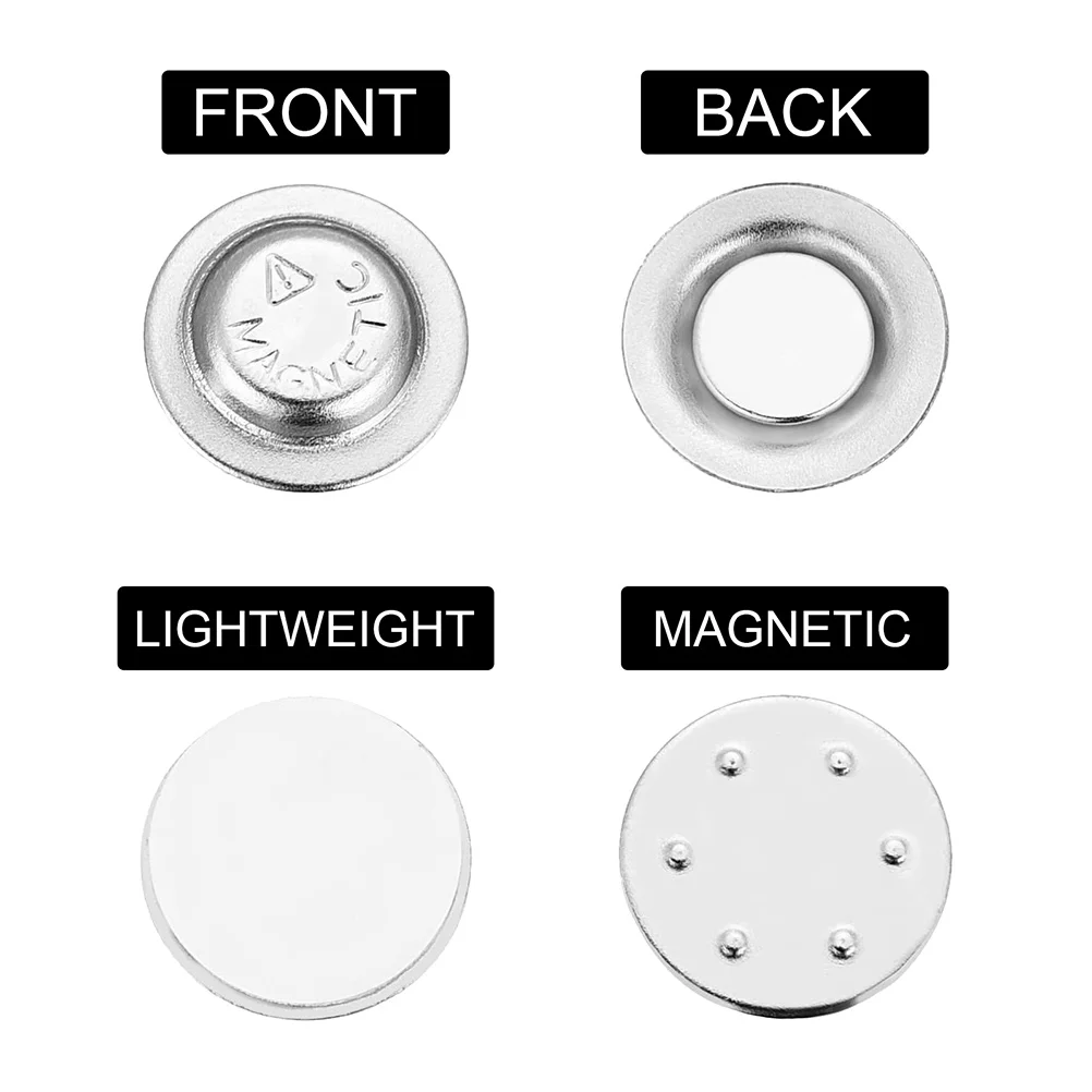 

20 Pcs Round Magnet Clip Buttons Name Badges 1.7X1.7cm DIY Silver Foam Rubber Circle
