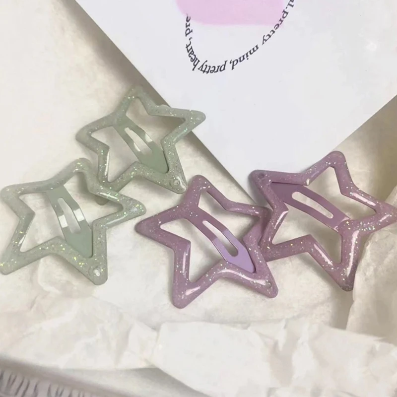 

Shining Star Hair Clips Sweet Hollowed Star Snap Hair Clips Hair Clamps Barrettes for Girls Women Cute Headpieces