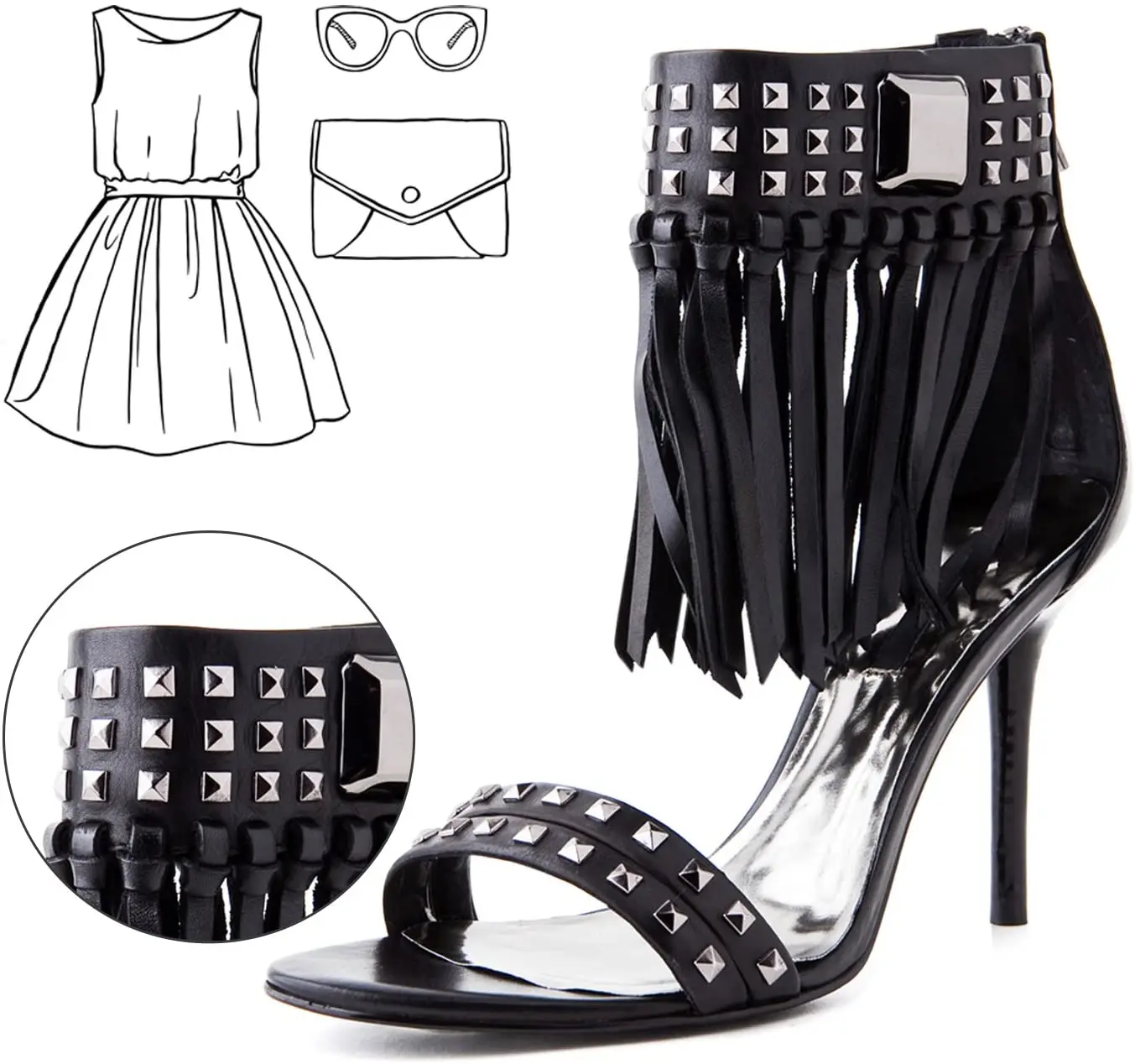 Заклепки в форме пирамиды с 4 заклепками 100 шт. |