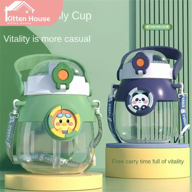 

Portable Large Capacity Cup Anti-falling Length Adjustment Student Cup Multicolored Childrens Portable Straw Cup Durable 600ml