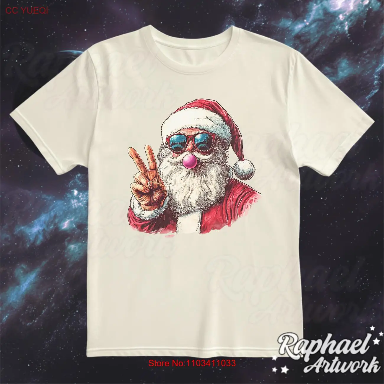 Модная забавная футболка с Санта-Клаусом Rizz в стиле ретро Рождеством семейная