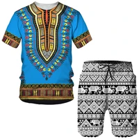 african clothes for men summer men t shirt set vintage clothes short sleeve tshirts shorts oversized ethnic style streetwear
