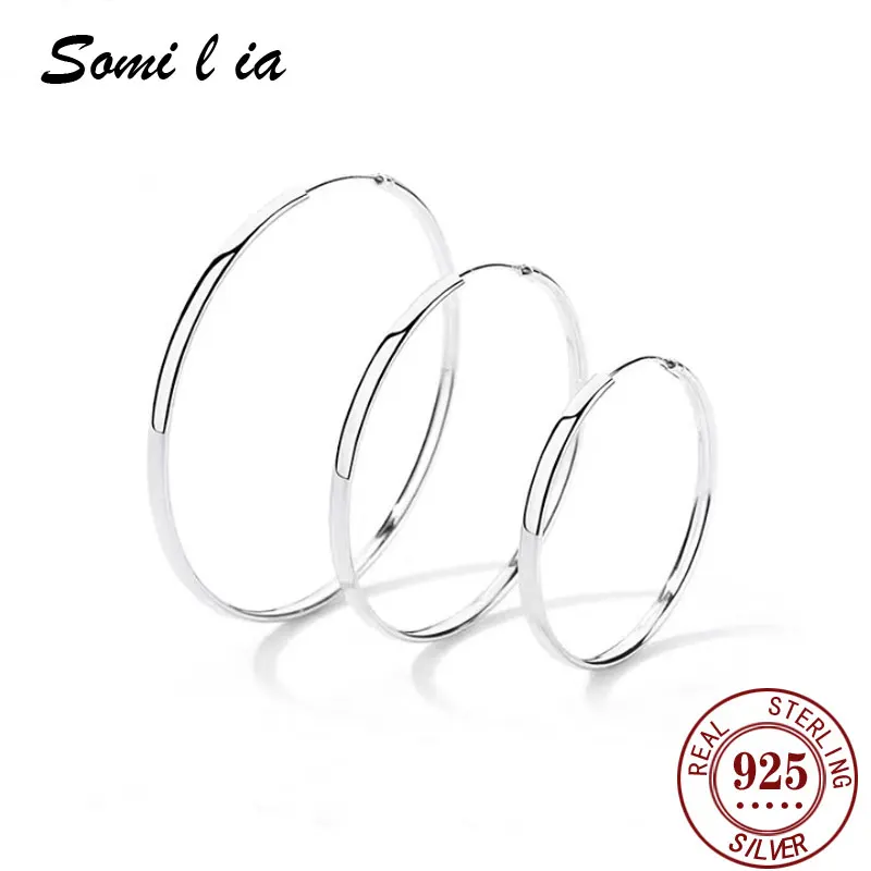 

Somila 2022 Punk Fashion 70mm Diameter Big Hoop Earrings For Women S925 Earrings Brincos Jewelry Accessories 3.0MM Cерьги Kольца
