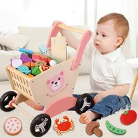 Shopping cart toy children's supermarket trolley large simulation girl play house toy cutle fruit boy 1:6 dollhouse furniture