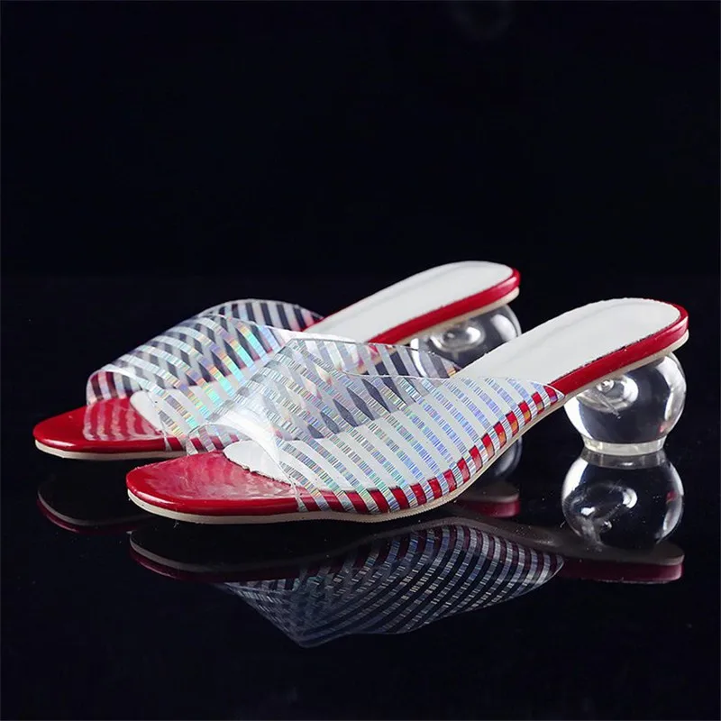 

New 2022 Summer New Slippers Women High Heels Women's Slip-on Shoes Fashion Open Toe Slide Ladies Mid Heel Female Luxury Sandals