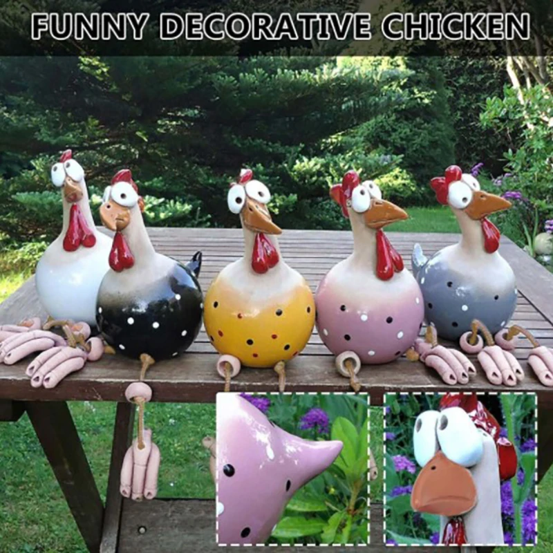 

Funny Chicken Fence Decor Statues Resin Garden Farm Yard Chicken Hen Sculpture Art Craft Courtyard Housewarming Home Decoration