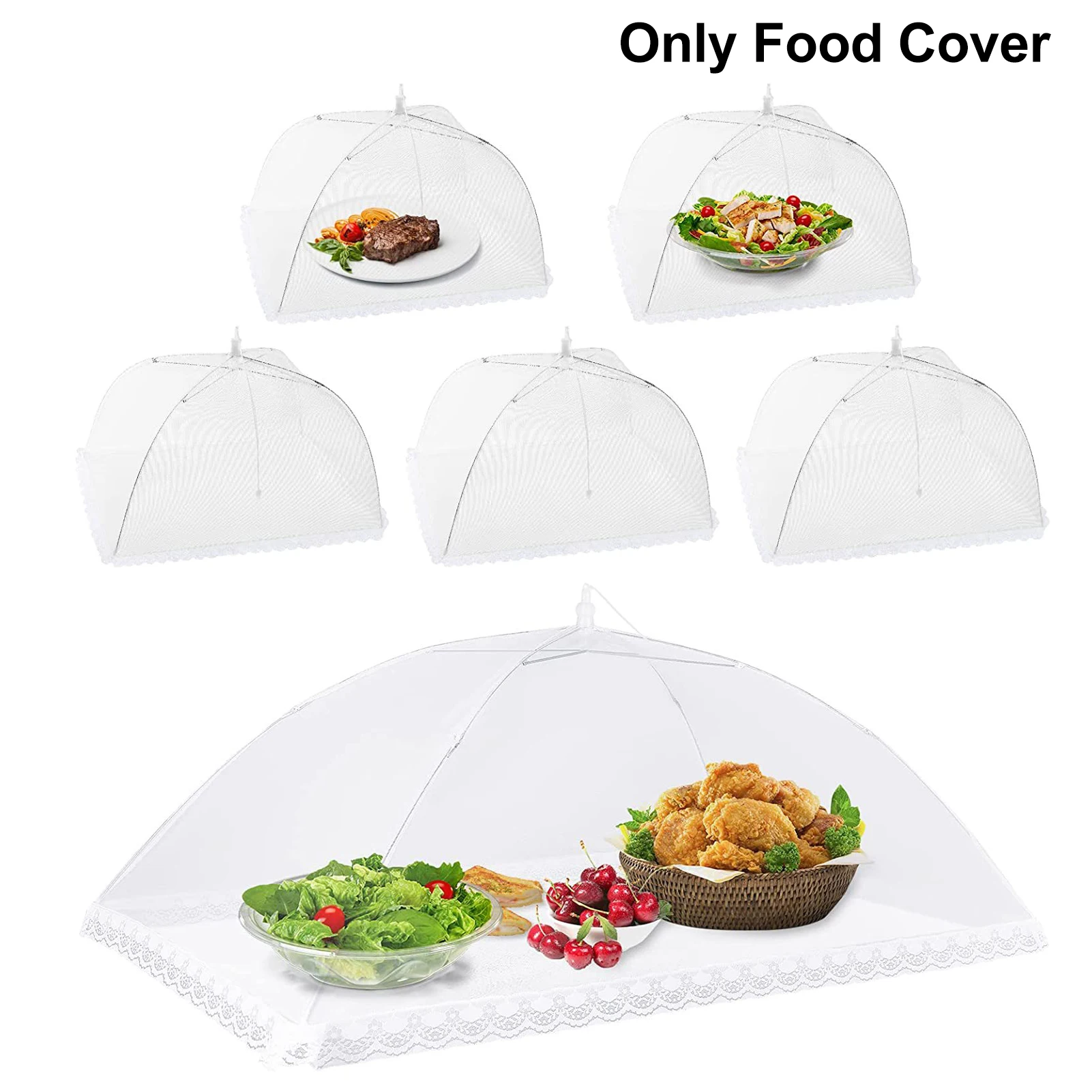 

6pcs Reusable Dustproof Food Cover Party BBQ Foldable Washable Tent Umbrella Indoor Outdoor Fine Mesh Net Dome Multifunctional