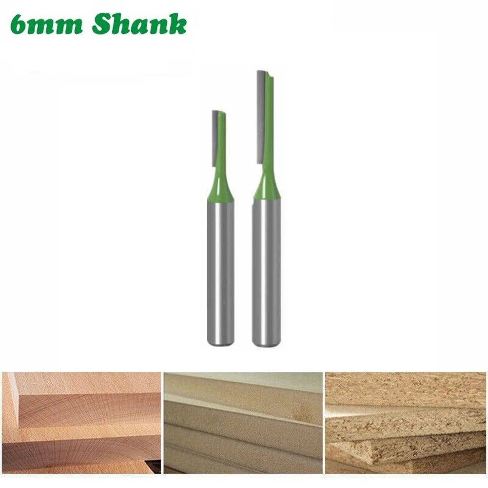 

6mm Shank Milling Cutter Wood Carving Shank Single Double Flute Straight Bit 45# Steel Milling Cutter Router Bits Power Tools