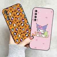 cartoon hello kitty phone case for huawei p smart z 2019 2021 p20 p20 lite pro p30 lite pro p40 p40 lite 5g liquid silicon back