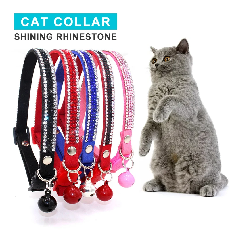 

Cute Dogs Collar Adjustable Shining Rhinestone Microfiber Soft Socket Design Ball Cat Collars Walking Comfortable Pets Products