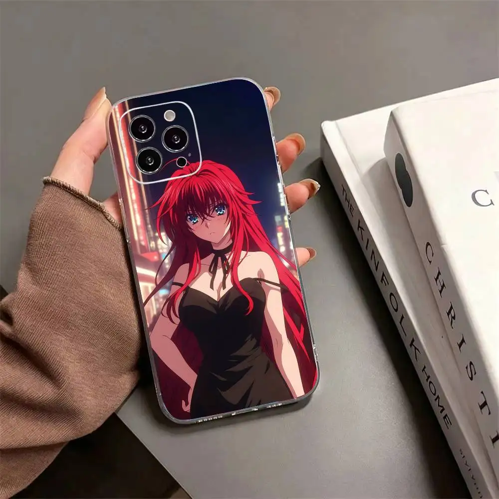 Фото Аниме чехол для телефона с Риас Гремори из High School DxD для iPhone 17 16 15 14 13 12 11 Mini Pro Max Plus, прозрачный чехол. №4