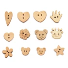 100 шт. оптовая продажа Смешанные Круглые Мультяшные деревянные бусины Сделай Сам 15-20 мм Любовь Медведь Бабочка россыпью бусины пуговицы ювелирные аксессуары