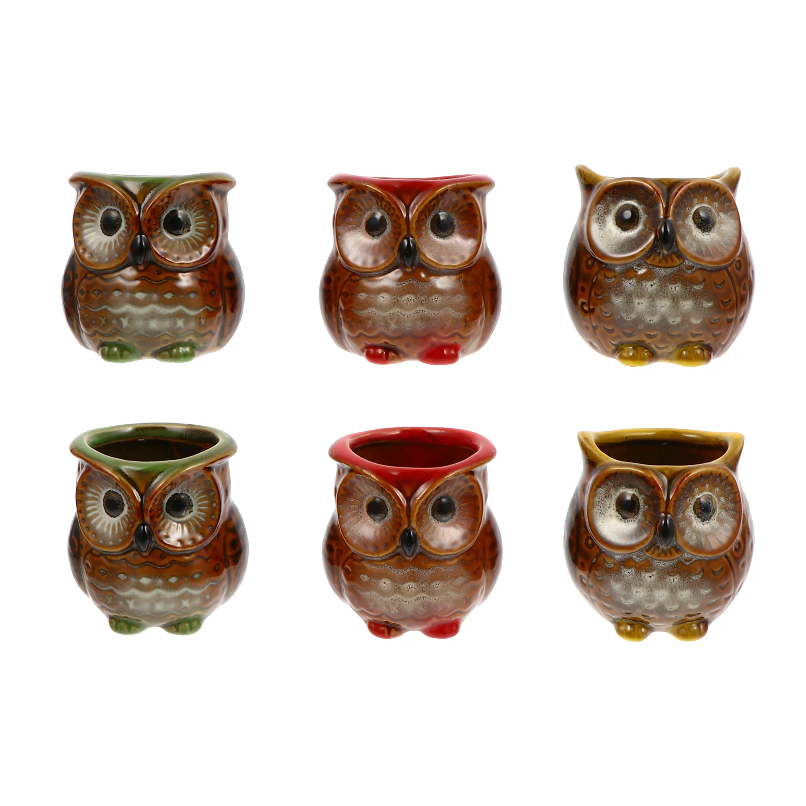

6 шт. керамический цветочный горшок с совами, суккулентные растения, настольный цветочный горшок, украшение