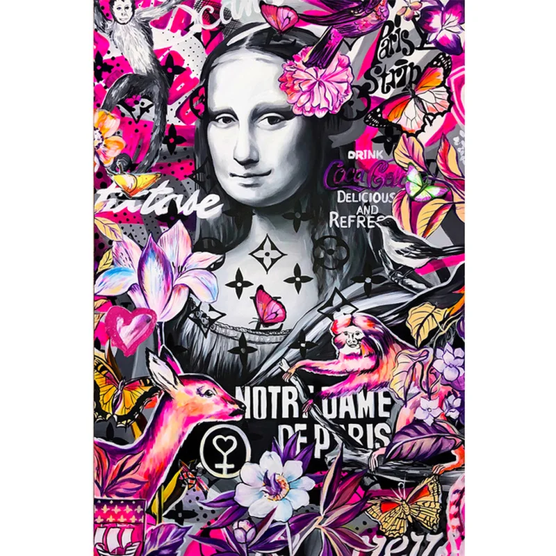 Художественные плакаты и принты с граффити Мона Лиза красочные холсты