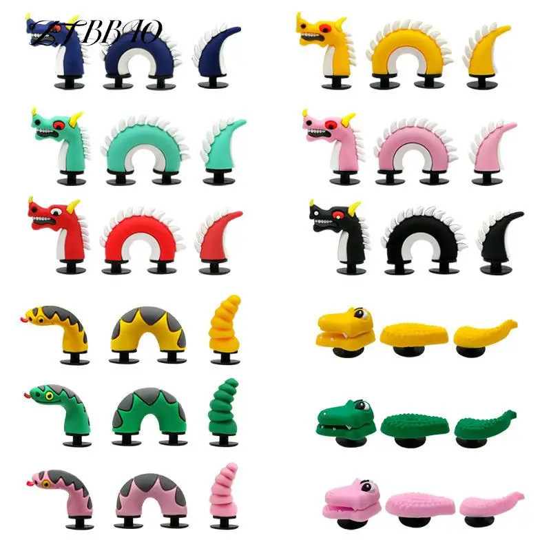 

3PC/Set Spoof Cartoon China Dragon PVC Hole Shoe Charms Fit Croc Snake Decorations Buckle DIY Funny Shoe Accessories Unisex Gift