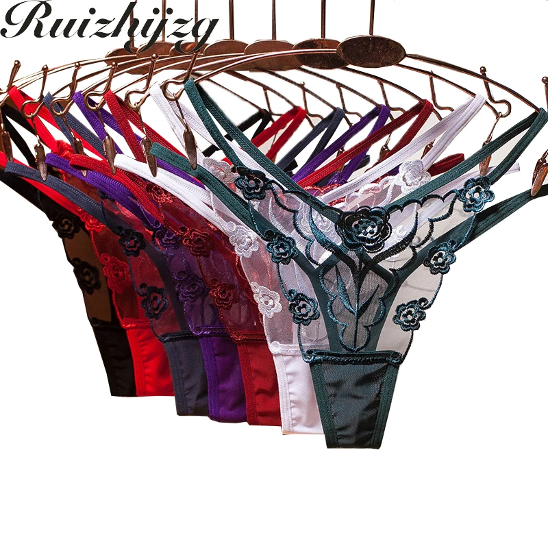 

Ruizhijzg нижнее белье женское сексуальное кружевное нижнее белье женские G-стринги прозрачные сетчатые вышитые прозрачные стринги сексуальны...