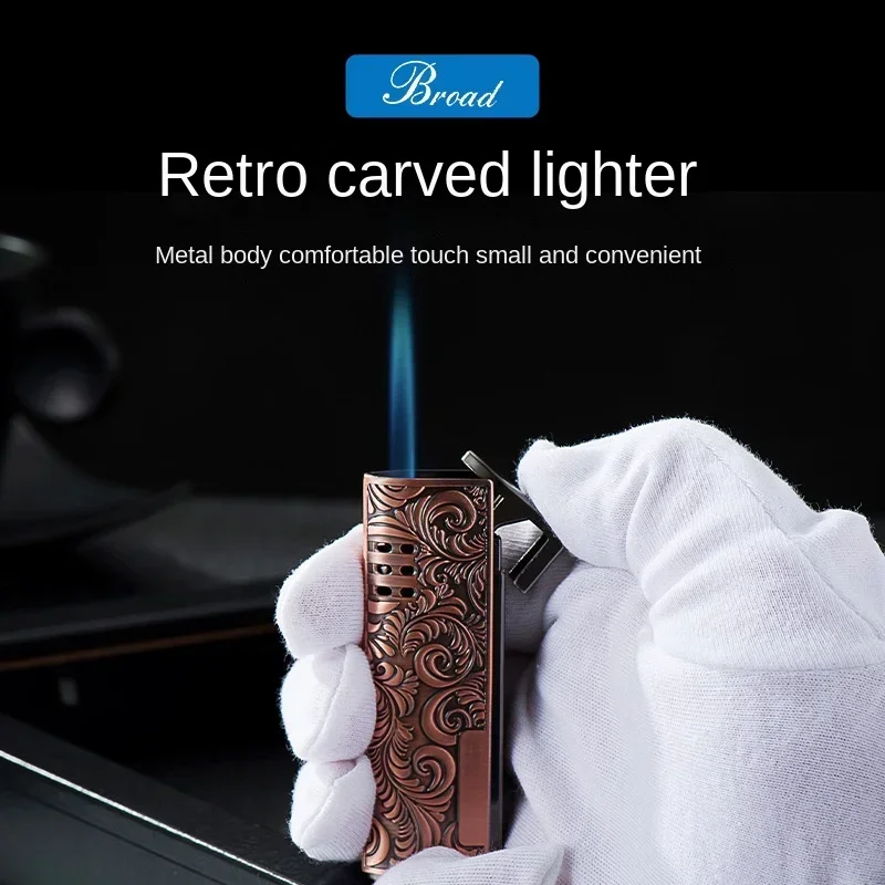 Металлическая винтажная резная надувная ветрозащитная зажигалка портативная