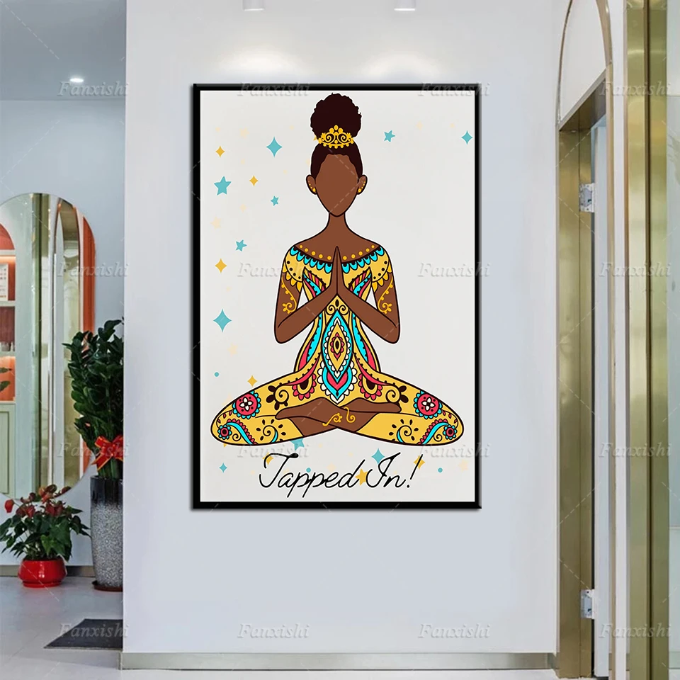 

Nordic Abstract Afro Women Meditation Digital Wall Art Print Yoga Poster Modular Picture For Living Room Home Decoration Cuadros