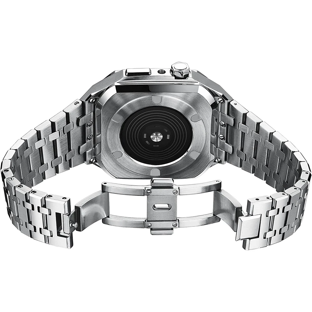 Strap+Case Integrated for Apple Watch 8 7 45mm  High Quality Metal Drop Protection Wristband for iWatch Series 6 5 4SE 44mm Band