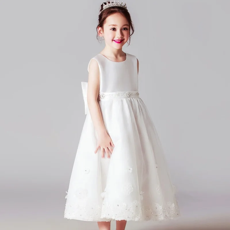

Flower Girl Dress O-Neck A-LINE Pageant Dresses for Girls Tea-Length Tulle Sexy Girls Dress