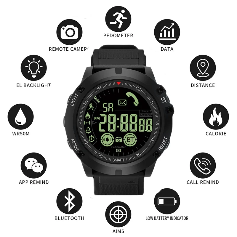 

New Smart Watch Men Military IP67 Waterproof Watch Heart Rate Blood For IOS Android Fitness Watch Digital akilli saatler erkek