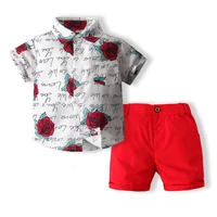 summer kids suits boy printed short sleeve shirt casual shorts set for 1 8 year old boy kids boutique clothing