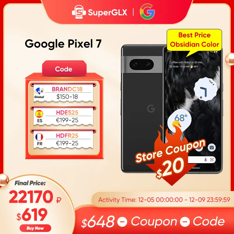  2022 New Google Pixel 7 5G Smartphone 8GB RAM 128GB/256GB ROM 6.3\" NFC Octa Core Android13 IP68 dust/water resistant MobilePhone 