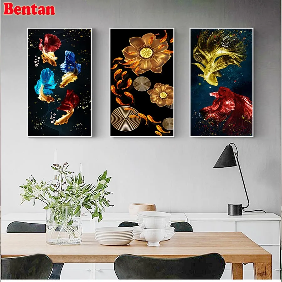 

Diamond Painting Koi Fish Feng Shui Carp Lotus Pond Pictures 5D Diy Full Diamond Embroidery Pictures Crafts Mosaic Cross Stitch