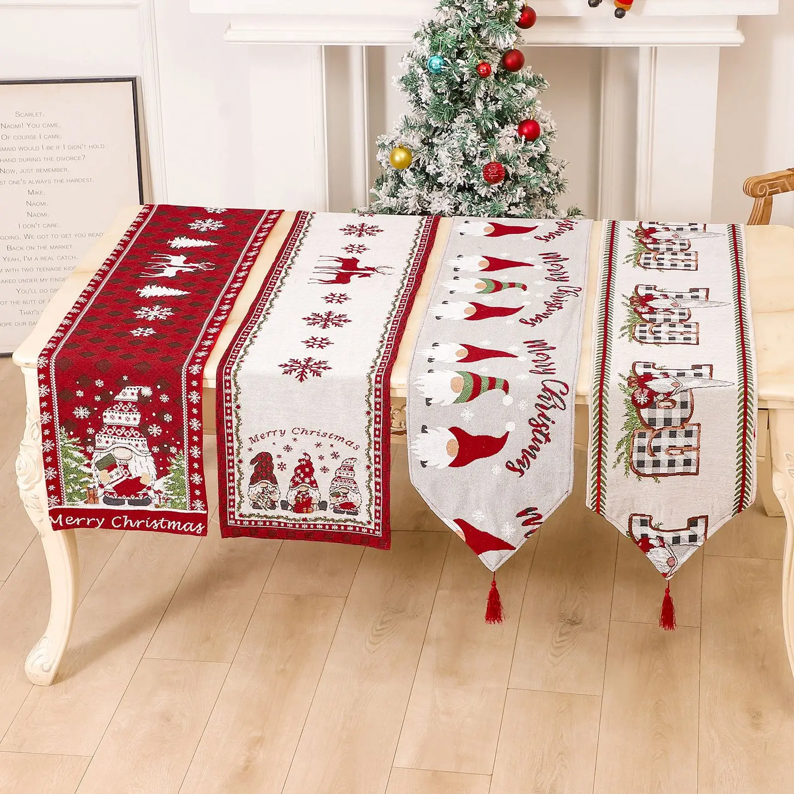 

Christmas Dining Table Runner Table Faceless Gnome Elk Cover Rectangular Rhombus Xmas Decor Holiday Party Washable Tablecloth