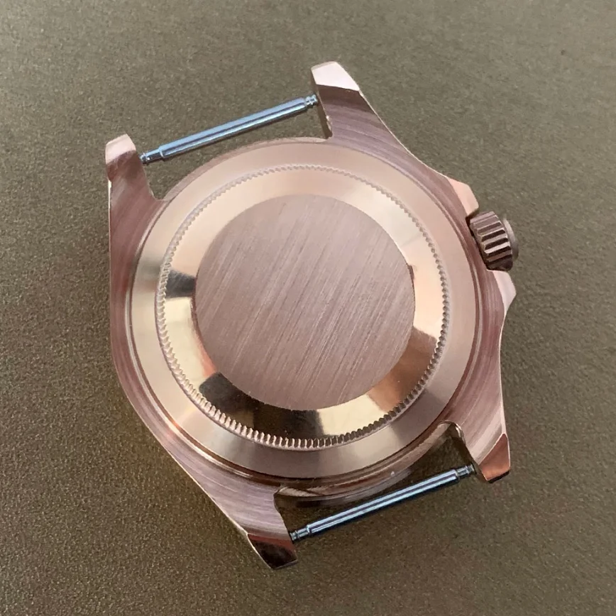 40mm Watch Rose Gold Case Bi-directional Rotating Sapphire Crystal Fits 2813/8215 Automatic Movement Watch Accessories Case