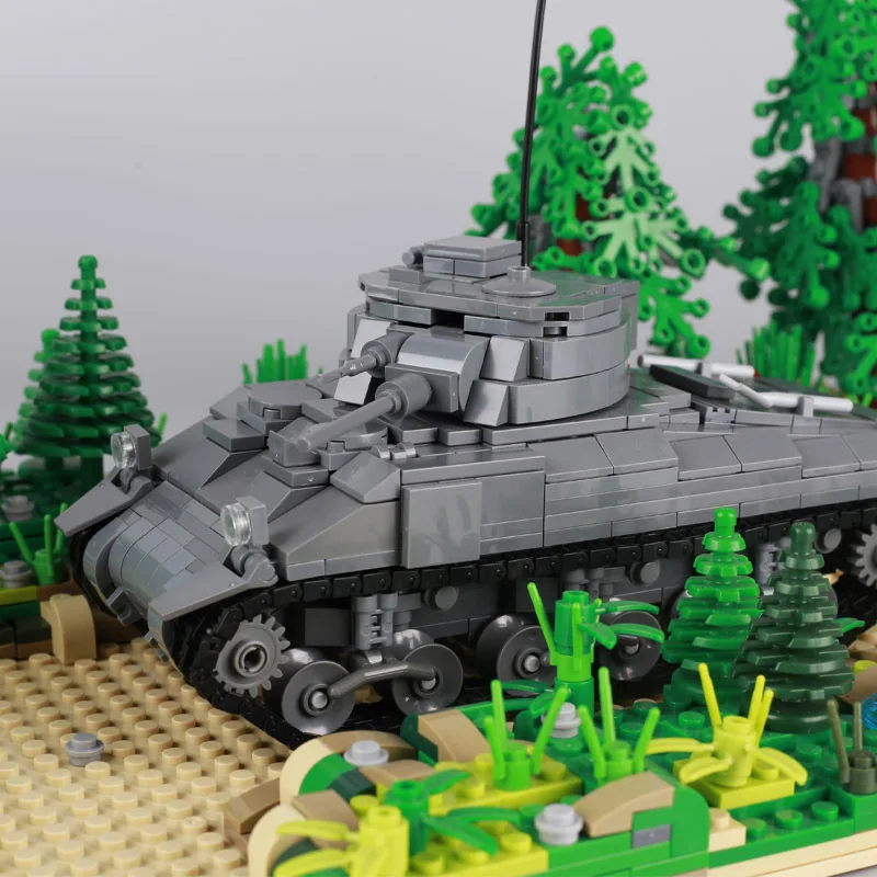 Танк Американский военный Sherman M4 модель MOC строительный блок для землеройщика M26