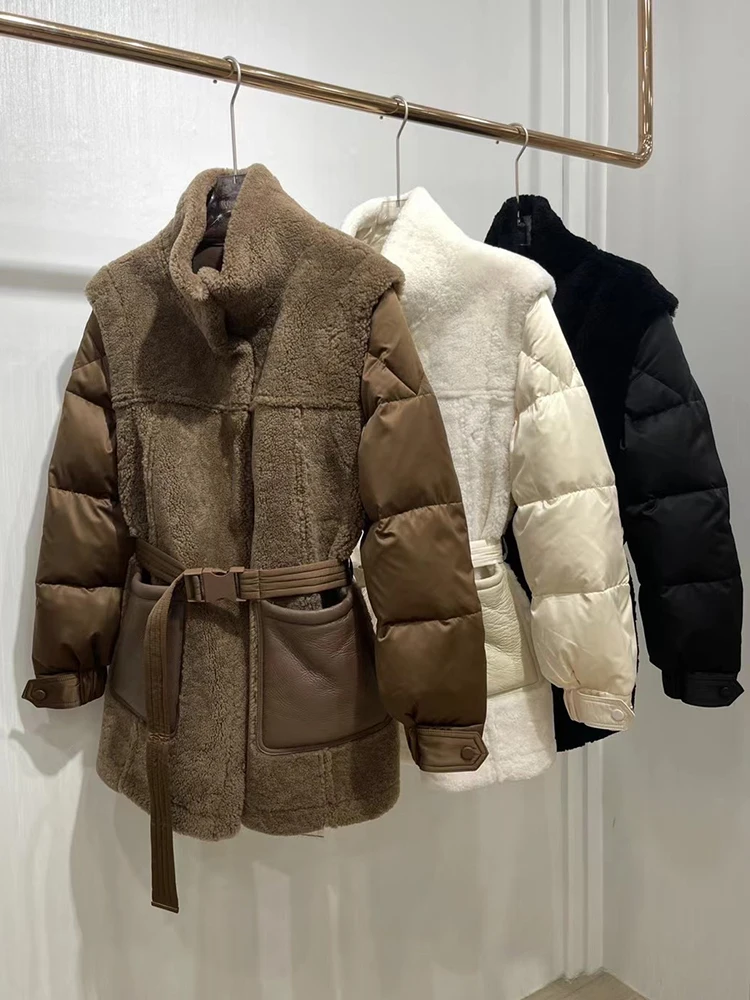 Новинка модное женское зимнее теплое пальто из натуральной овечьей шерсти