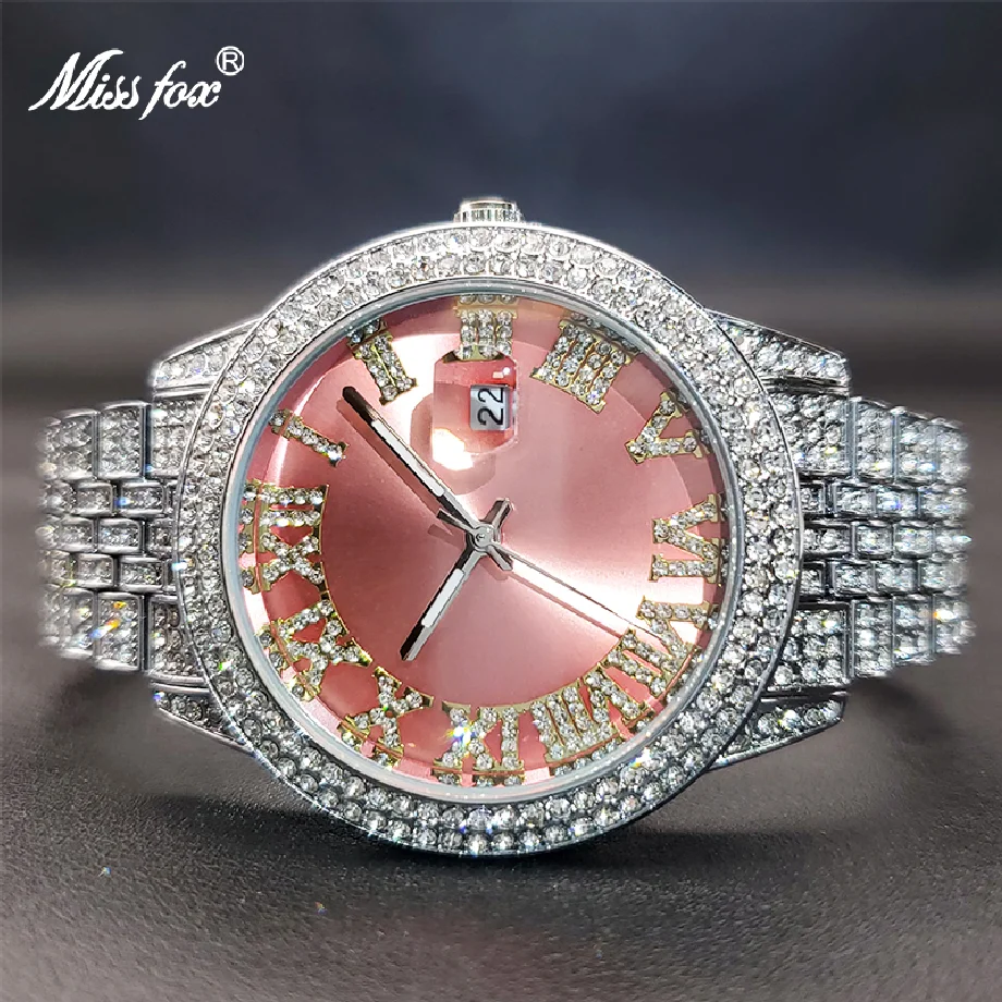 

Orologio Uomo Luxo Iced Out Drop Moissanite Luxury Watch For Women Pink Party Dress Watches Hot Style Surprise Gift For Ladies